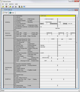 Figure 2 – smartplant instrumentation external data sheet editor