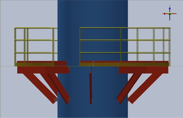 Top and Elevation views of Circular Platform [After Placement]